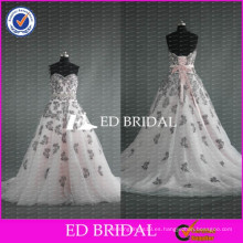 2017 ED nupcial de encaje negro atractivo Appliqued cariño de encaje hasta una línea de Alibaba vestido de novia